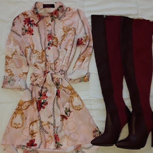 Chain and Flowers shirt dress - Picture 2 of 5